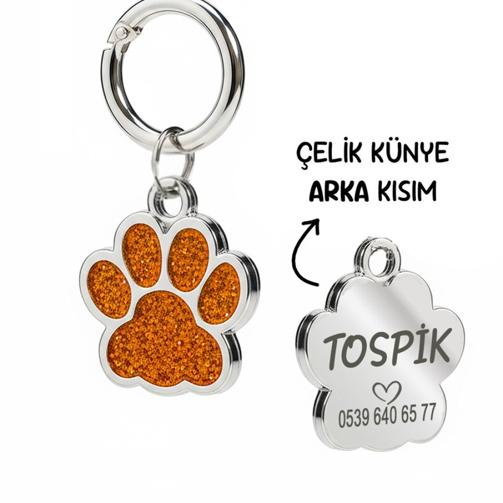 Pati Simli Turuncu Parlak Metal Künye