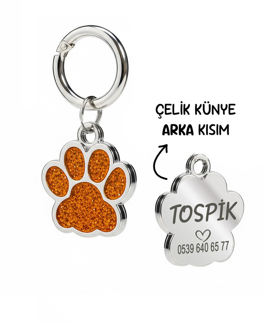 Pati Simli Turuncu Parlak Metal Künye