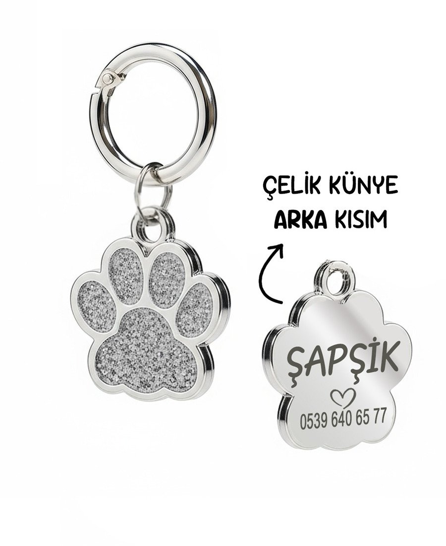 Pati Simli Gri Parlak Metal Künye