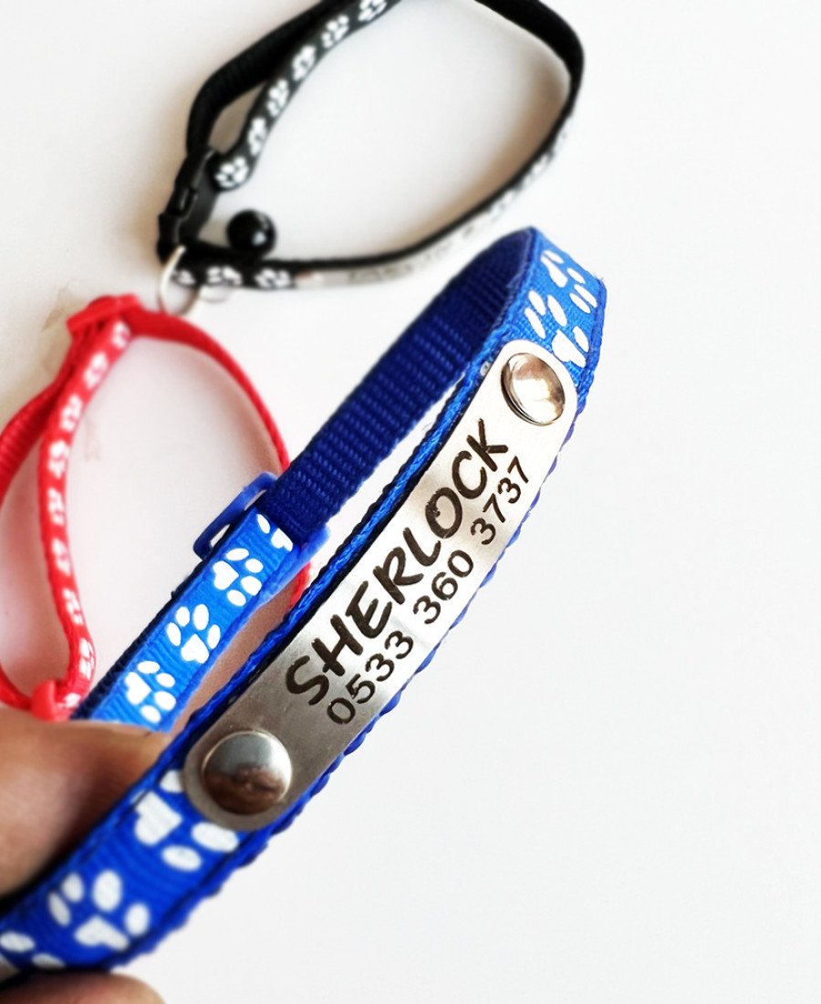 Kediler İçin Sabit Metal İsimlikli Tasma