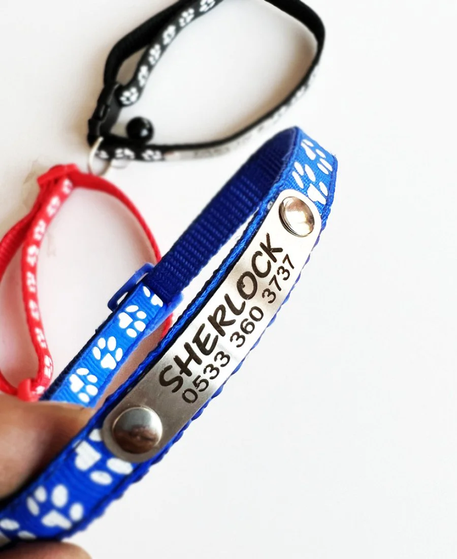 Kediler İçin Sabit Metal İsimlikli Tasma