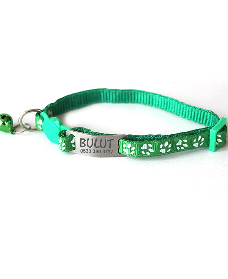 Yeşil Safety Click Tasma İsimlikli Güvenlik Kilitli Sallanmayan Tasma 