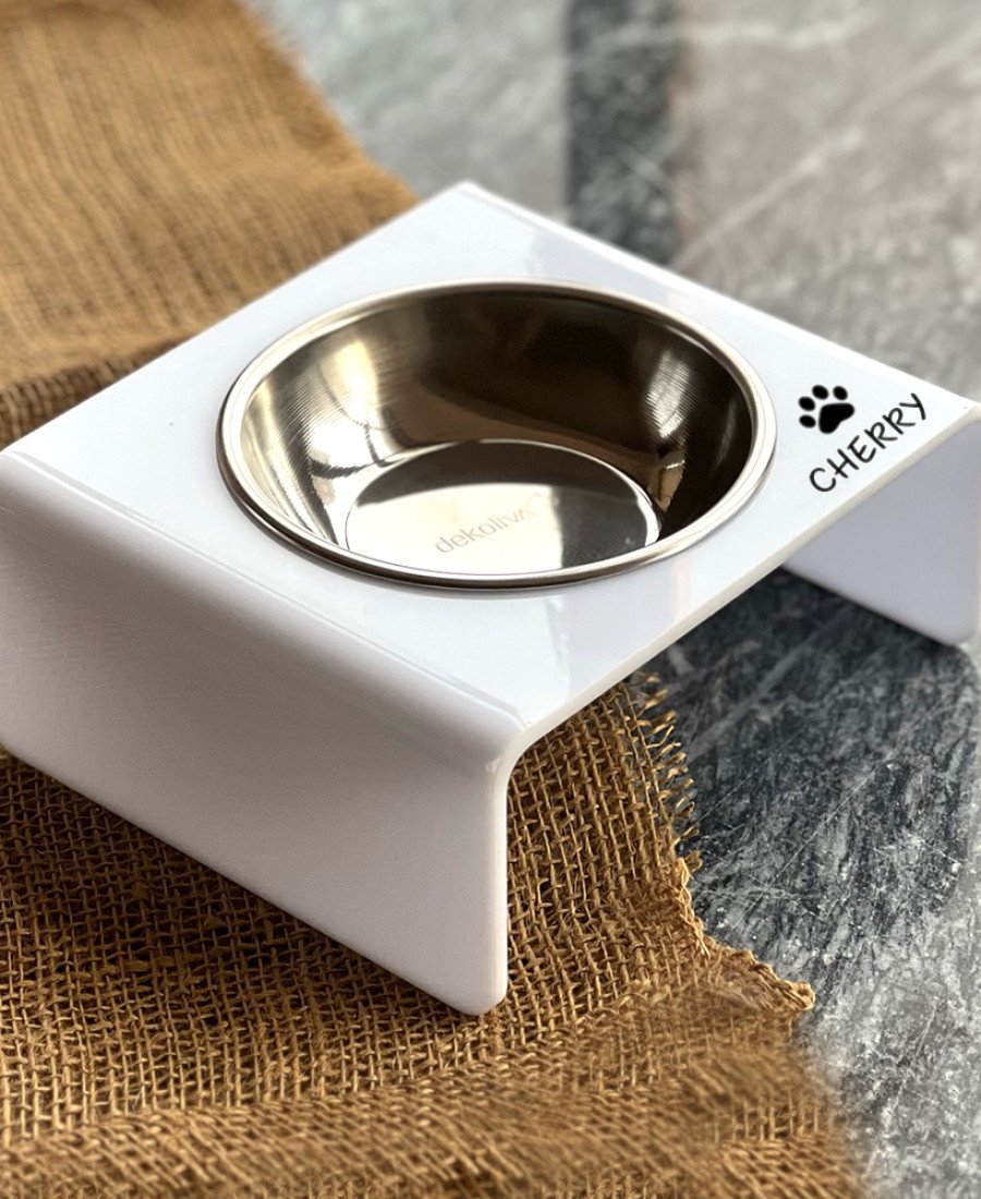 Tek Kaseli Beyaz Pleksi Mama Kabı