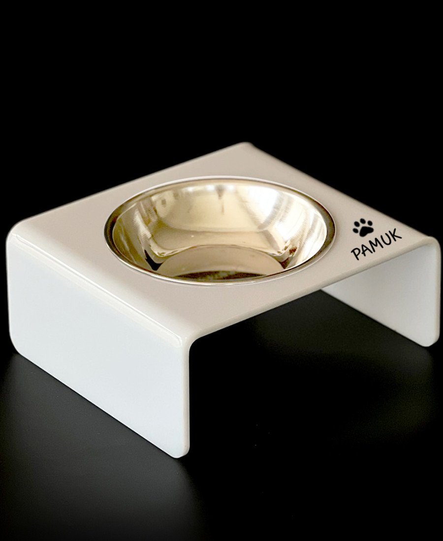 Tek Kaseli Beyaz Pleksi Mama Kabı