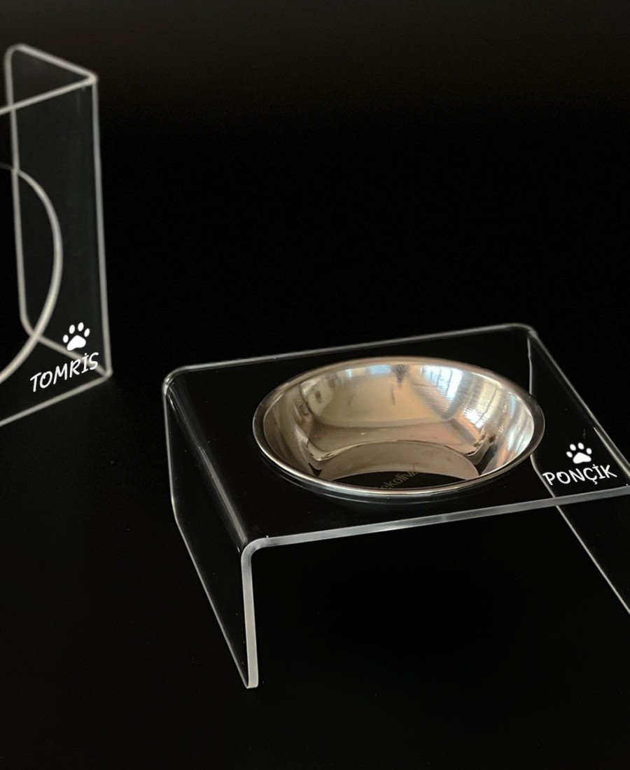 Tek Kaseli Şeffaf Pleksi Mama Kabı