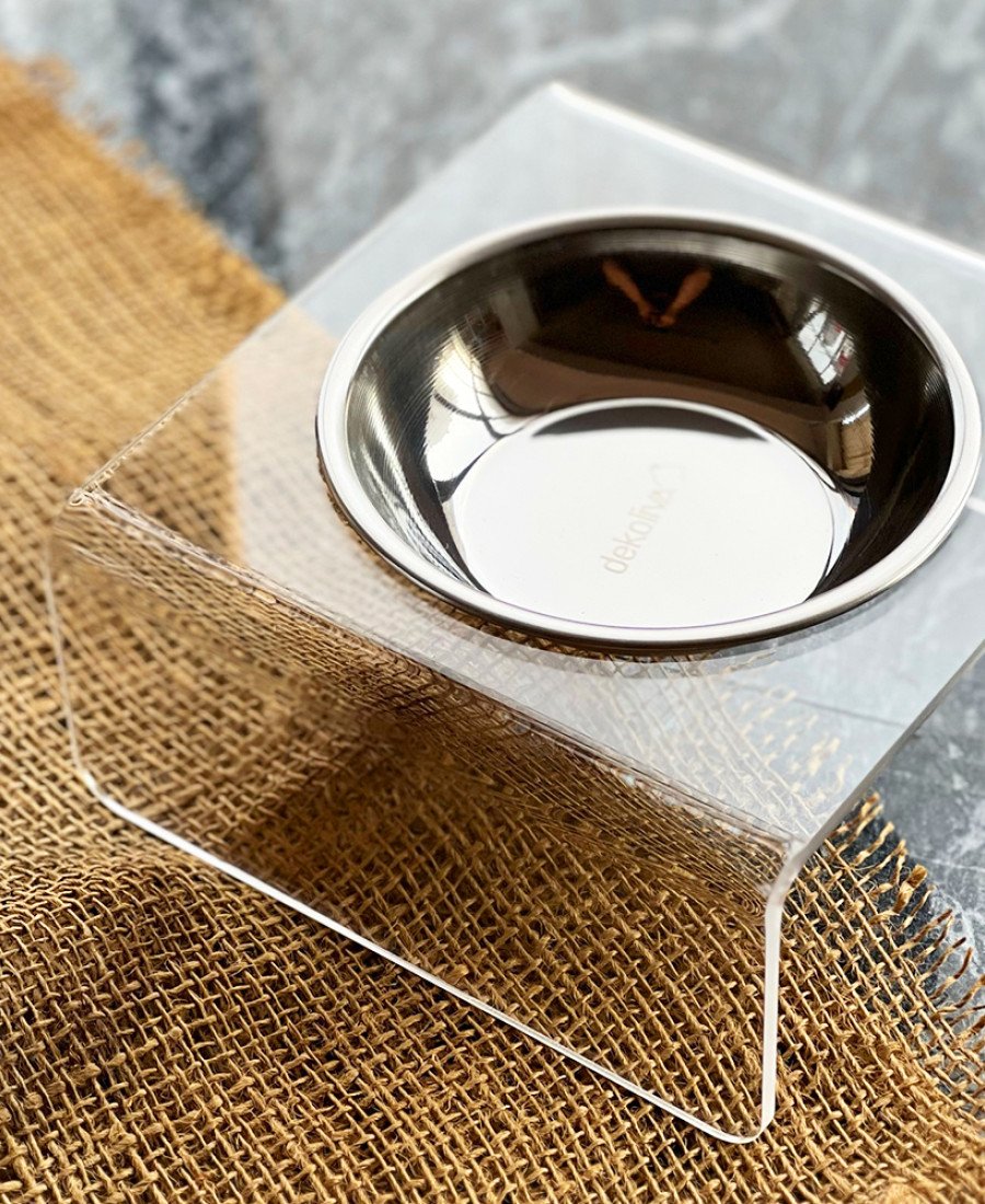 Tek Kaseli Şeffaf Pleksi Mama Kabı