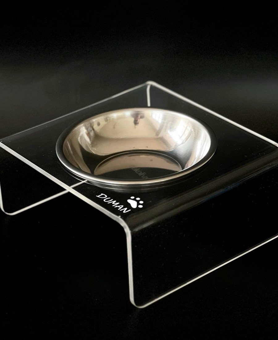 Tek Kaseli Şeffaf Pleksi Mama Kabı