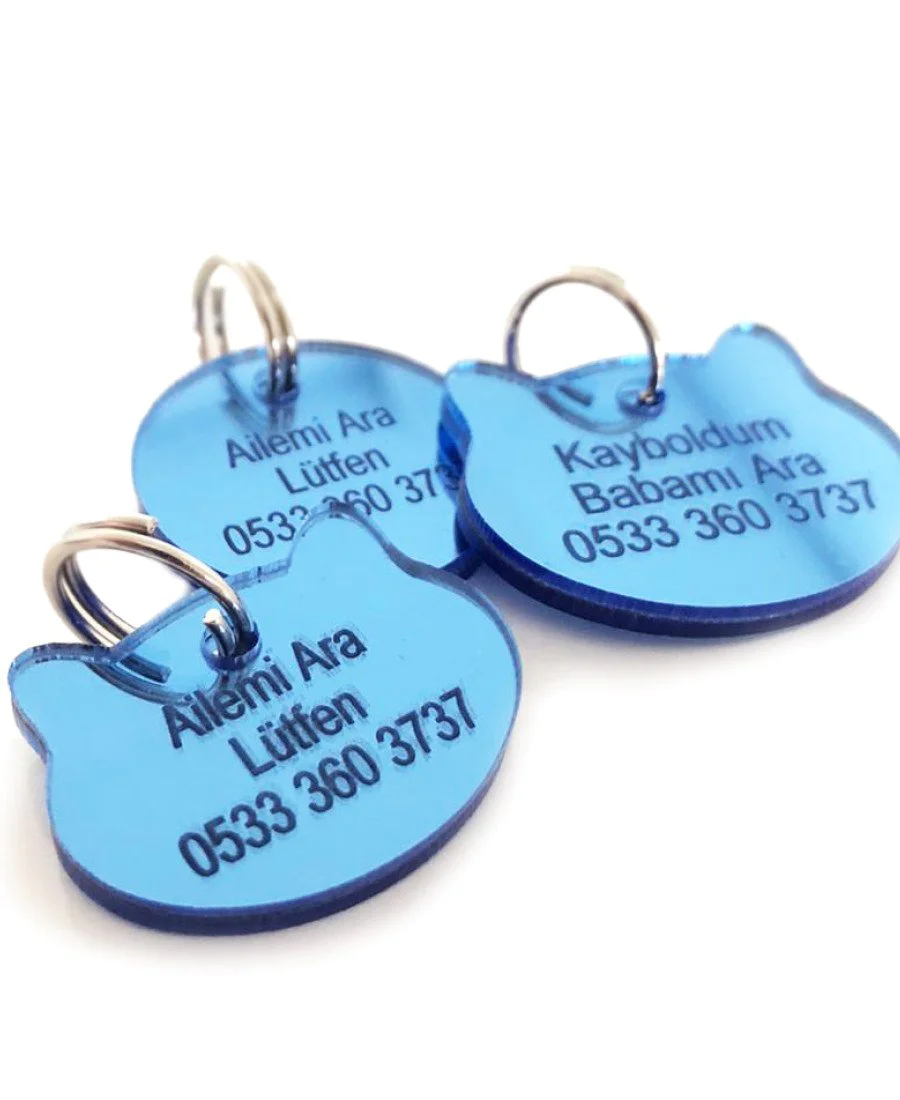 Kediler İçin Pleksi Künye ve Tasma Seti Mavi Kediler İçin Pleksi Künye ve Tasma Seti Mavi