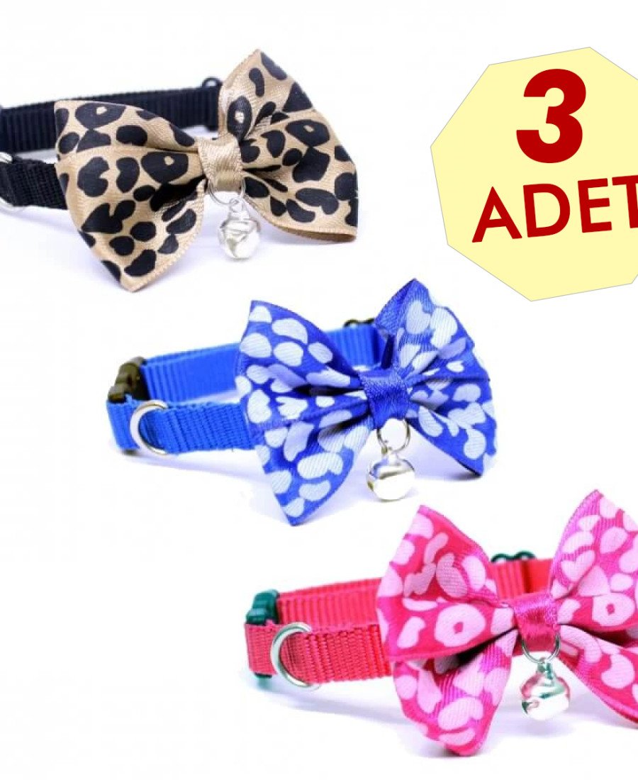 3'lü Set Papyonlu Kedi Boyun Tasması 