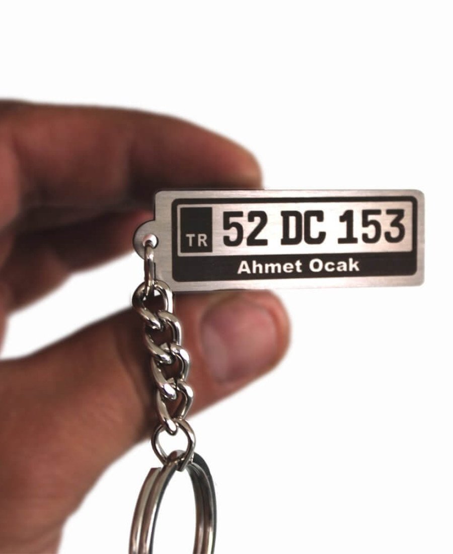 Metal Plaka Anahtarlık Çift Yönlü Paslanmaz Çelik