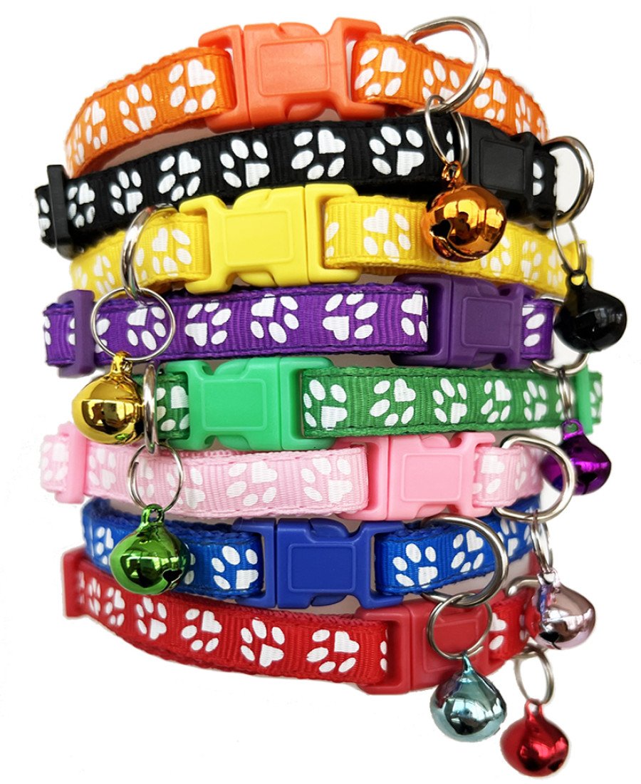 Pati Desenli Zilli Kedi Tasması 8 Renk Seçeneği