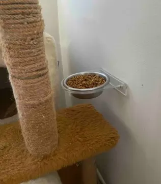 Şeffaf Pleksi Tek Kaseli Duvara Sabitlenen Mama Kabı 