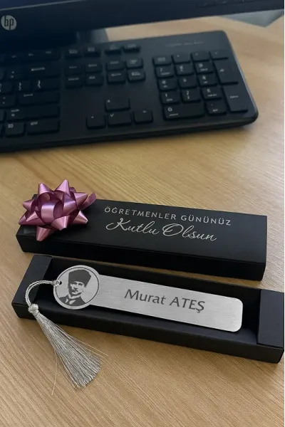 Metal Kitap Ayracı Atatürk Silüetli İsme Özel