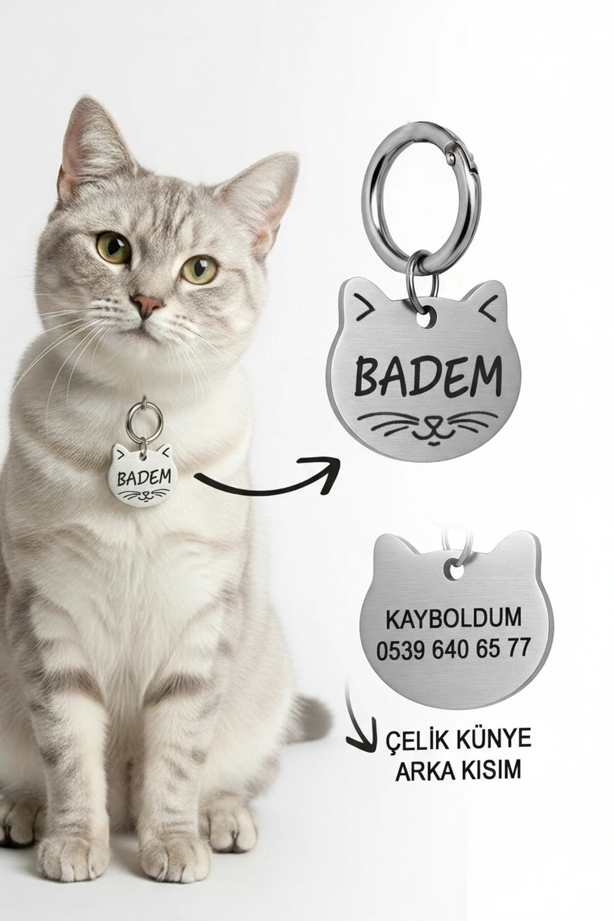 Metal Kedi Künyesi Paslanmaz Çelik