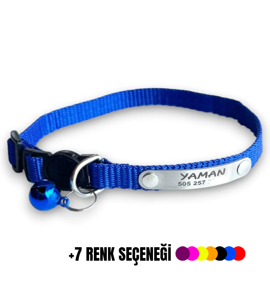 Düz Renk Safety Click Sabit Metal İsimlikli Tasma